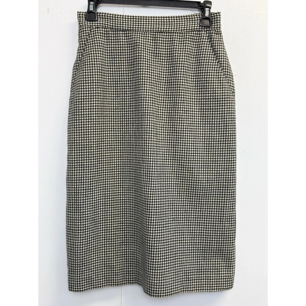 GIORGIO‎ SANT'ANGELO Women's 6 Wool Checkered Skirt Suit Black/cream Gingham